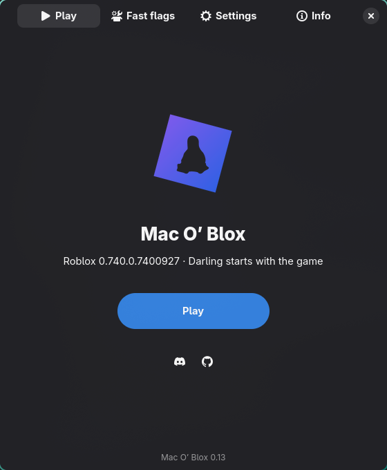 The Mac O’ Blox launcher with install status and play controls